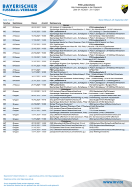 FSV Lenkersheim Alle Vereinsspiele in Der Übersicht Zeit: 01.10.2021 - 21.11.2021