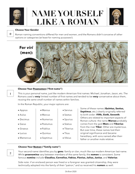 Handout Name Yourself Like a Roman (CLAS 160)