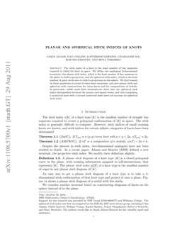 Planar and Spherical Stick Indices of Knots