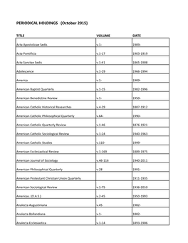 PERIODICAL HOLDINGS (October 2015)