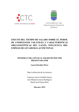 Efecto Del Tiempo De Salado Sobre El Perfil De Compuestos Volátiles Y Características Organolépticas Del Lacón