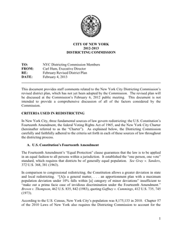 1 City of New York 2012-2013 Districting Commission To