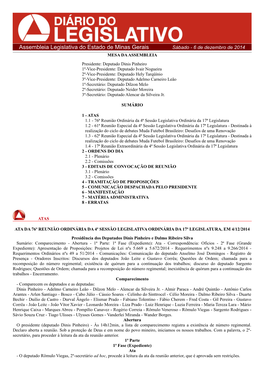 Diário Do Legislativo Na Edição Do Dia 6 De Dezembro E Poderá Ser Acessada Pelo Portal Da Assembleia Legislativa