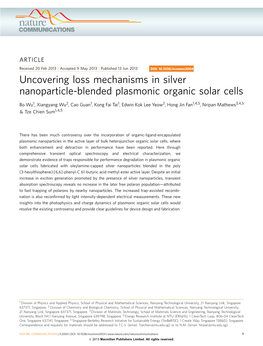 Uncovering Loss Mechanisms in Silver Nanoparticle-Blended Plasmonic Organic Solar Cells