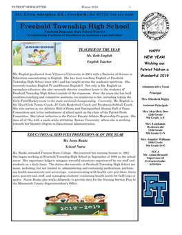 Freehold Township High School Freehold Regional High School District “A Continuing Tradition of Excellence in Academics and Activities”