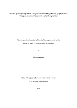 A Synthesis of Geophysical and Biological Assessment to Determine Restoration Priorities