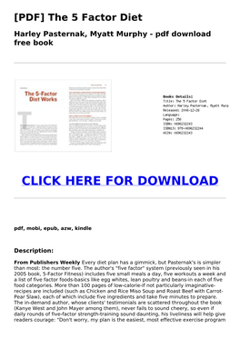 [PDF] the 5 Factor Diet Harley Pasternak, Myatt Murphy