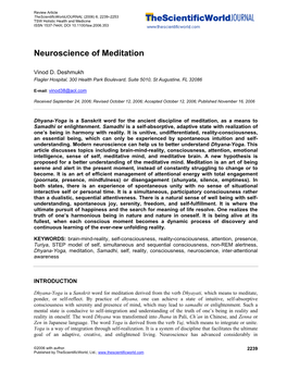 Neuroscience of Meditation