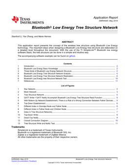 Bluetooth® Low Energy Tree Structure Network