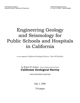 Engineering Geology and Seismology for Public Schools and Hospitals in California