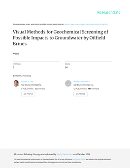 Visual Methods for Geochemical Screening of Possible Impacts to Groundwater by Oilfield Brines