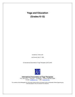 Yoga and Education (Grades K-12)