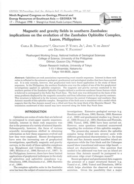 Implications on the Evolution of the Zambales Ophiolite Complex, Luzon, Philippines