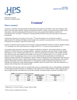 Uranium Fact Sheet