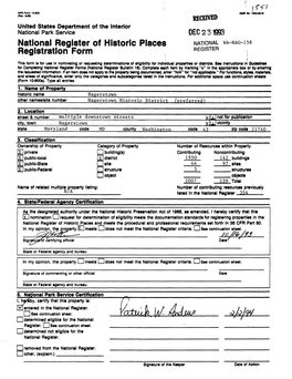National Register of Historic Places NATIONAL WA-HAG-158 Registration Form REGISTER