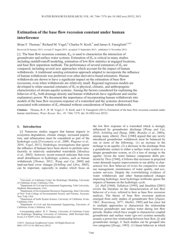 Estimation of the Base Flow Recession Constant Under Human Interference Brian F