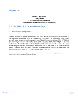 Chapter 2.1.3, Has Both Unique and Common Features That Relate to TC Internal Structure, Motion, Forecast Difficulty, Frequency, Intensity, Energy, Intensity, Etc