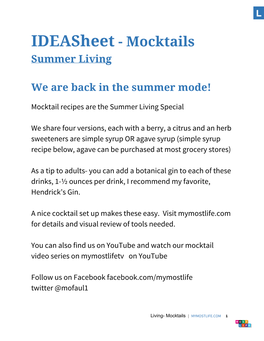 Mocktails ​ Summer Living