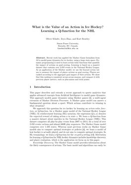 What Is the Value of an Action in Ice Hockey? Learning a Q-Function for the NHL