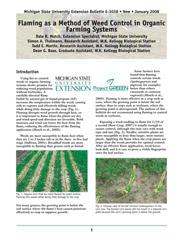 Flaming As a Method of Weed Control in Organic Farming Systems Dale R