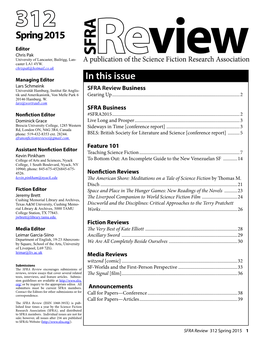 Sfrareview in This Issue 312 Spring 2015