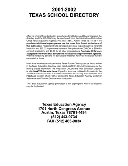 2001-2002 Texas School Directory