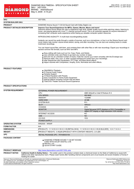 Specification Sheet Sku Xs71ddl