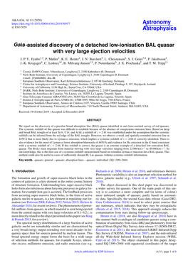 Gaia-Assisted Discovery of a Detached Low-Ionisation BAL Quasar with Very Large Ejection Velocities J