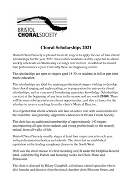 Bristol Choral Society Scholars