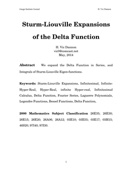 Sturm-Liouville Expansions of the Delta