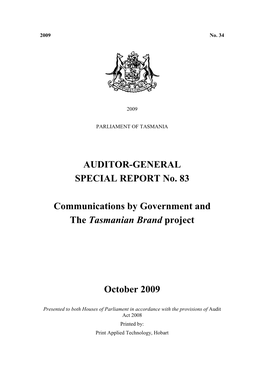 AUDITOR-GENERAL SPECIAL REPORT No. 83 Communications