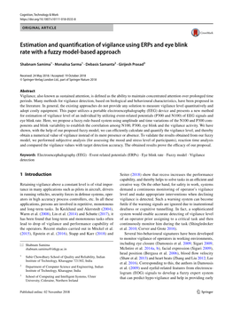 Estimation and Quantification of Vigilance Using Erps and Eye Blink Rate with a Fuzzy Model‑Based Approach