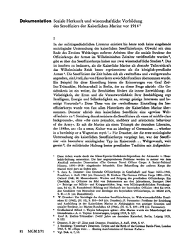 Dokumentation Soziale Herkunft Und Wissenschaftliche Vorbildung Des Seeoffiziers Der Kaiserlichen Marine Vor 19141