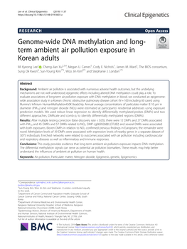 Genome-Wide DNA Methylation and Long-Term Ambient Air Pollution