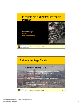 Future of Railway Heritage in Nsw