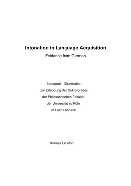 Intonation in Language Acquisition Evidence from German