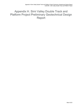 Appendix H. Simi Valley Double Track and Platform Project Preliminary Geotechnical Design Report