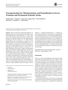 Neuroprotection by Chlorpromazine and Promethazine in Severe Transient and Permanent Ischemic Stroke