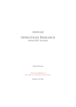 ORMS 1020: Operations Research with GNU Octave
