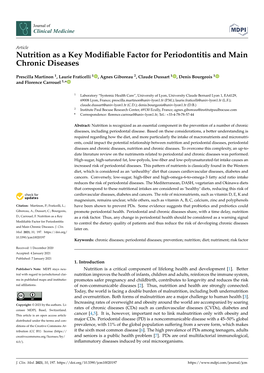 Nutrition As a Key Modifiable Factor for Periodontitis and Main Chronic Diseases