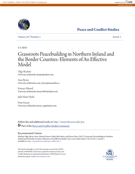 Grassroots Peacebuilding in Northern Ireland and the Border Counties: Elements of an Effective Model Olga Skarlato University of Manitoba, Lyaskar@Yahoo.Com