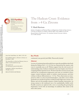 The Hadean Crust: Evidence from &gt;4 Ga Zircons