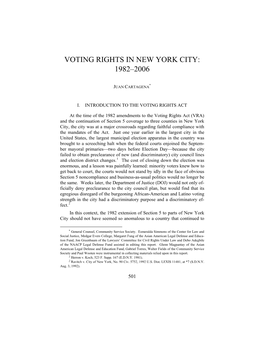 Voting Rights in New York City: 1982–2006