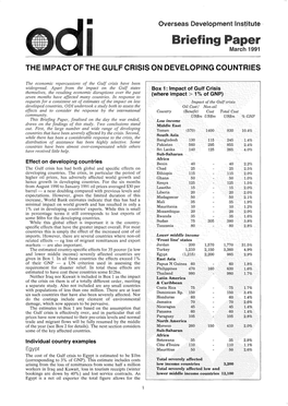 The Impact of the Gulf Crisis on Developing Countries