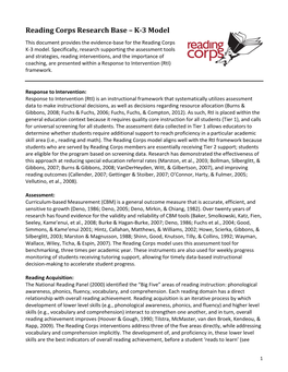 Reading Corps Research Base – K-3 Model