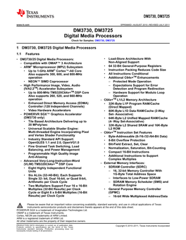 DM3730, DM3725 Digital Media Processors Datasheet (Rev. D)