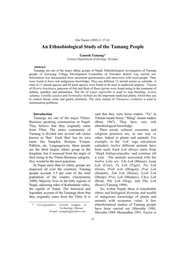An Ethnobiological Study of the Tamang People
