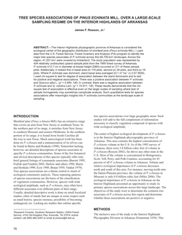 Tree Species Associations of Pinus Echinata Mill. Over a Large-Scale Sampling Regime on the Interior Highlands of Arkansas