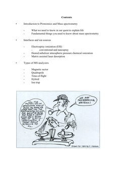 Contents • Introduction to Proteomics and Mass Spectrometry