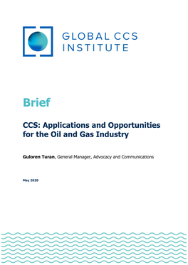 CCS: Applications and Opportunities for the Oil and Gas Industry